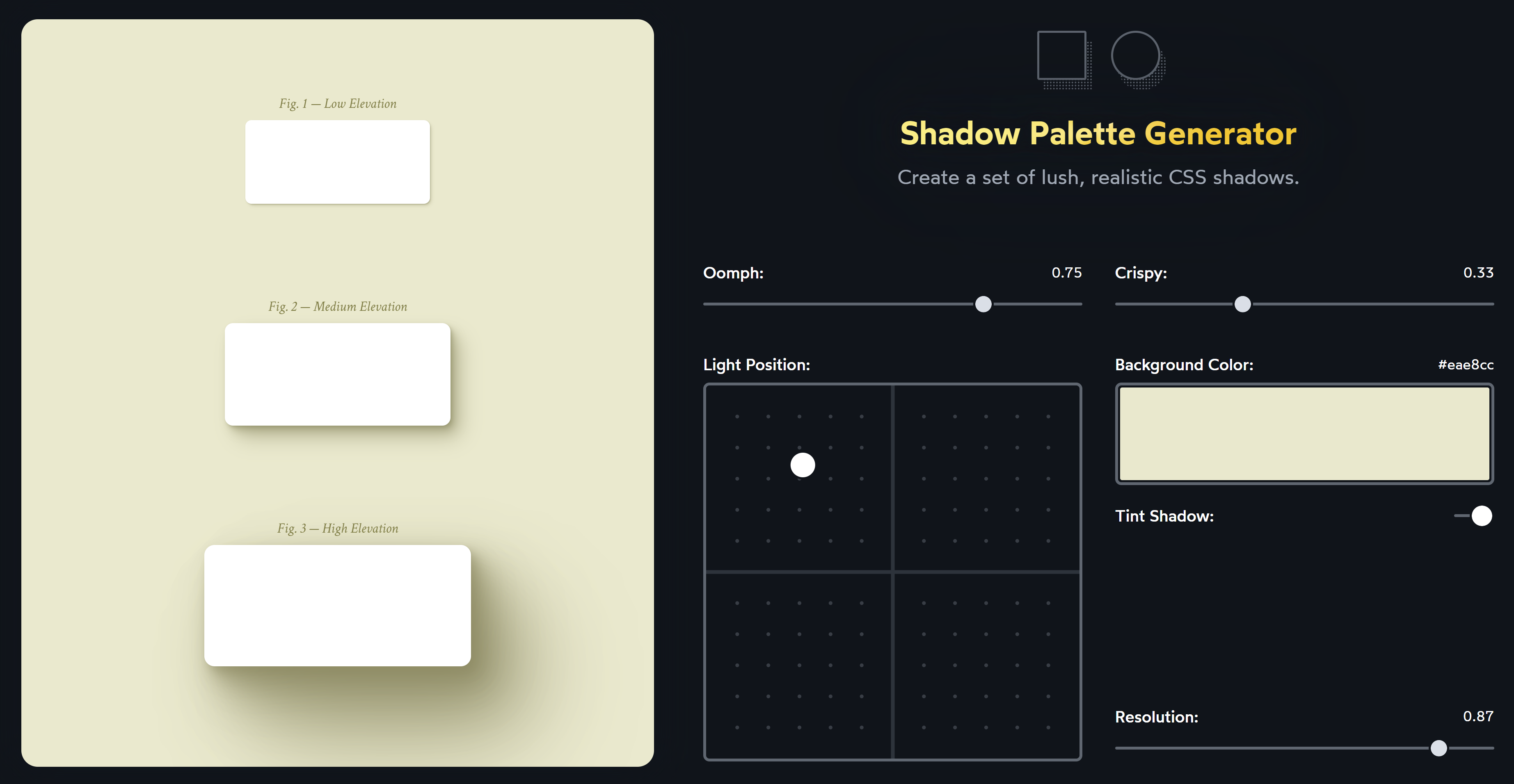 Preview of Shadow Palette Generator